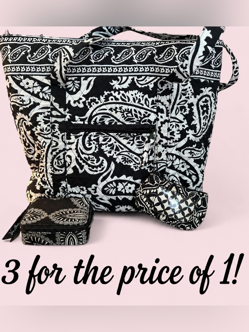 Vera Bradley Paisley Villager Tote & 2 BONUS Matching Cases